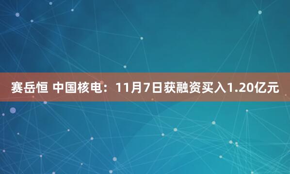 赛岳恒 中国核电：11月7日获融资买入1.20亿元