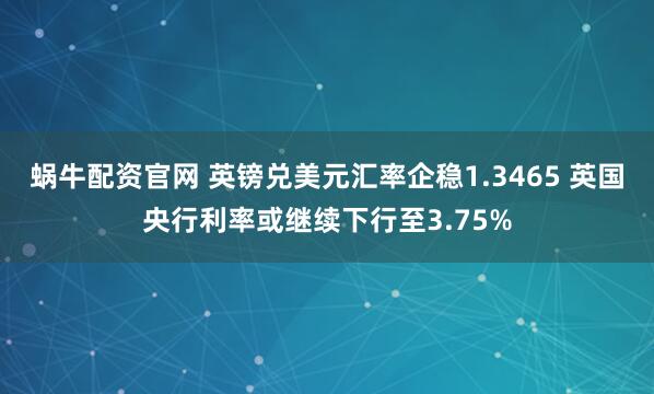 蜗牛配资官网 英镑兑美元汇率企稳1.3465 英国央行利率或继续下行至3.75%